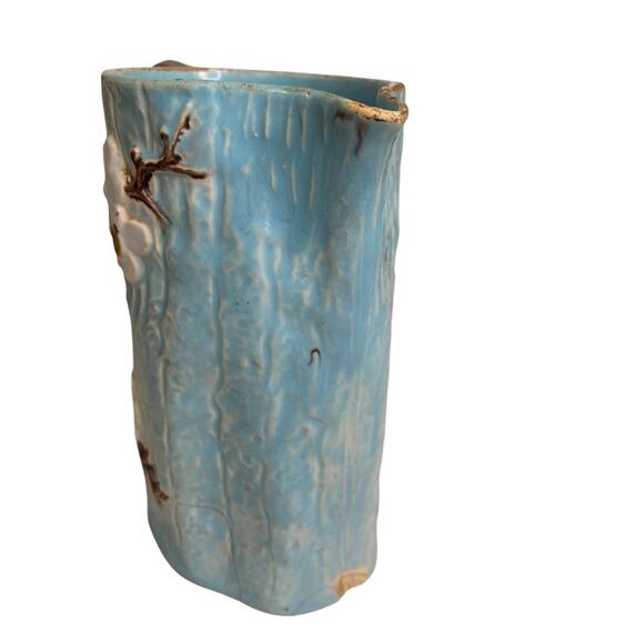 Joseph Holdcroft Antique Majolica 5.5 Inch Pitcher Dogwood Blue - Picture 3 of 8